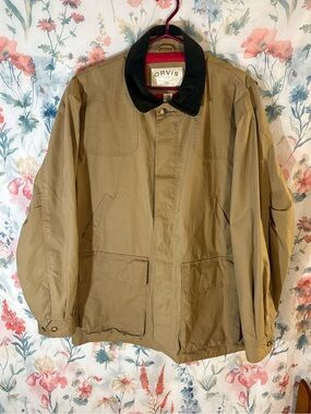 Orvis Khaki Field Jacket with Black Corduroy Collar